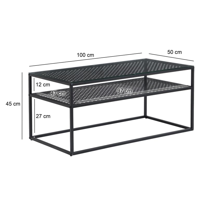 Orvanel Soffbord 100 cm - Transparent och mattsvart - Möbler - Bord & matgrupper - Soffbord - Soffbord med förvaring