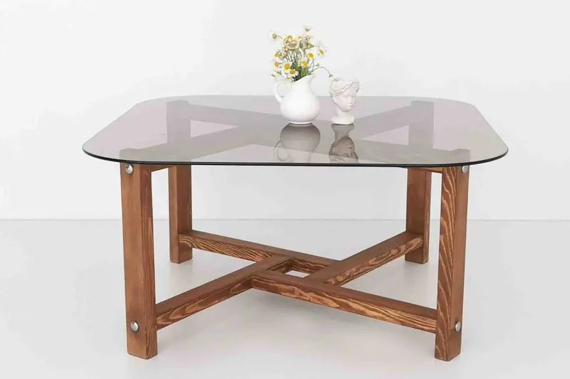 Ostwerwal Soffbord 80 cm Runt - Natur/Glas - Möbler - Bord & matgrupper - Soffbord