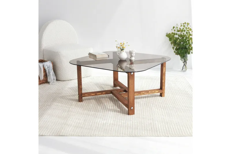 Ostwerwal Soffbord 80 cm Runt - Natur/Glas - Möbler - Bord & matgrupper - Soffbord