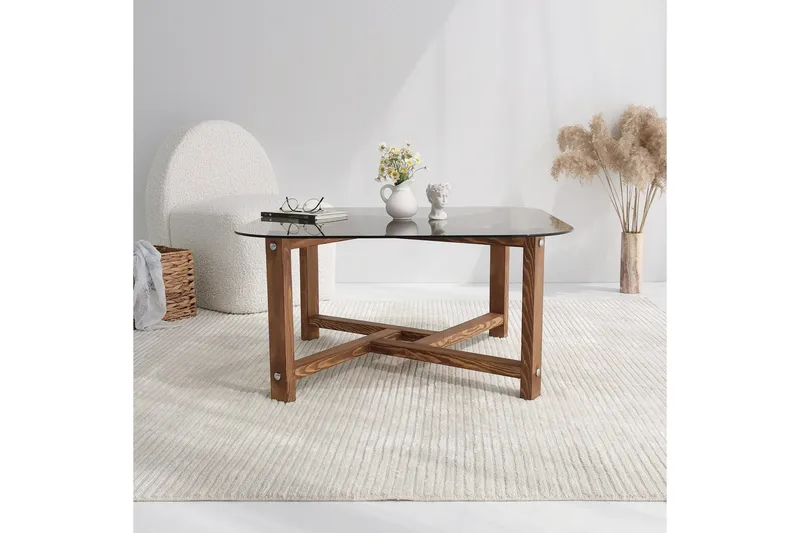 Ostwerwal Soffbord 80 cm Runt - Natur/Glas - Möbler - Bord & matgrupper - Soffbord