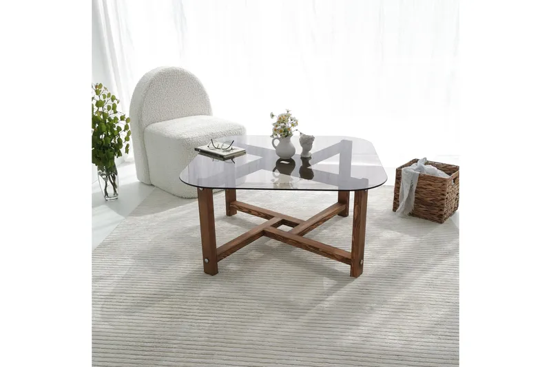 Ostwerwal Soffbord 80 cm Runt - Natur/Glas - Möbler - Bord & matgrupper - Soffbord