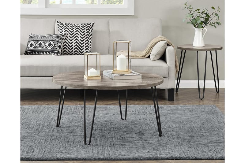 Owen Soffbord 90 cm Ovalt Runt Grå/Svart - Dorel Home - Möbler - Bord & matgrupper - Soffbord