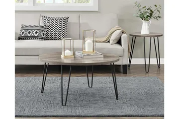 Owen Soffbord 90 cm Ovalt Runt Grå/Svart - Dorel Home - Möbler - Bord & matgrupper - Soffbord