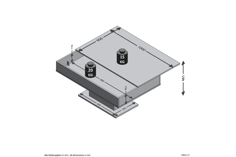 Pacak Soffbord 100 cm - Betonggrå/Vit - Soffbord