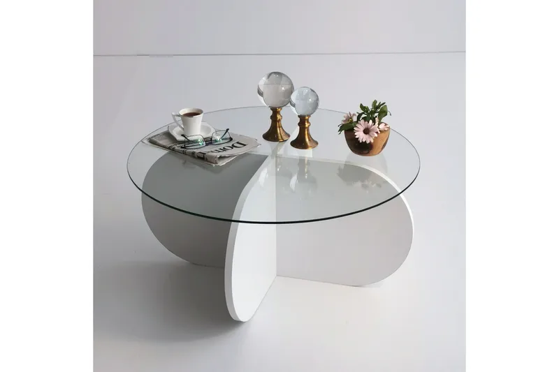 Pakalni Soffbord 75x35x75 cm Runt - Vit - Möbler - Bord & matgrupper - Soffbord