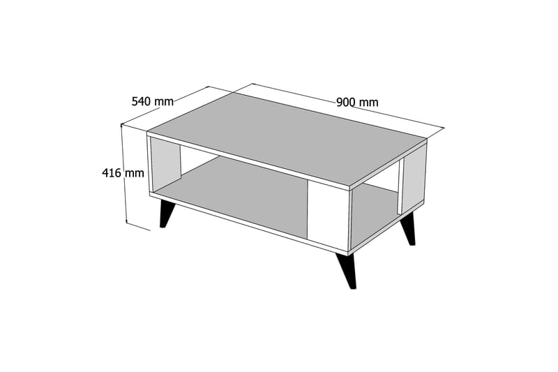 Palatka Soffbord 90 cm med Förvaring Hylla - Mörkbrun - Soffbord