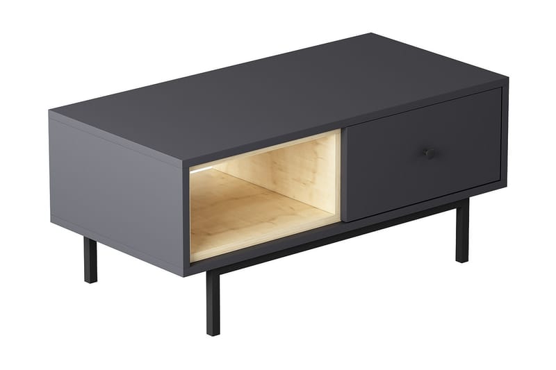 Papias Soffbord 90 cm med Förvaring Hylla + Lucka - Antracit/Svart - Möbler - Bord & matgrupper - Soffbord