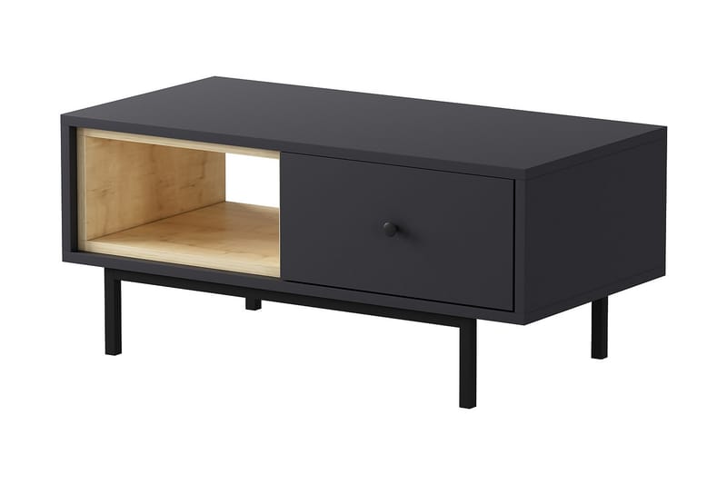 Papias Soffbord 90 cm med Förvaring Hylla + Lucka - Antracit/Svart - Möbler - Bord & matgrupper - Soffbord