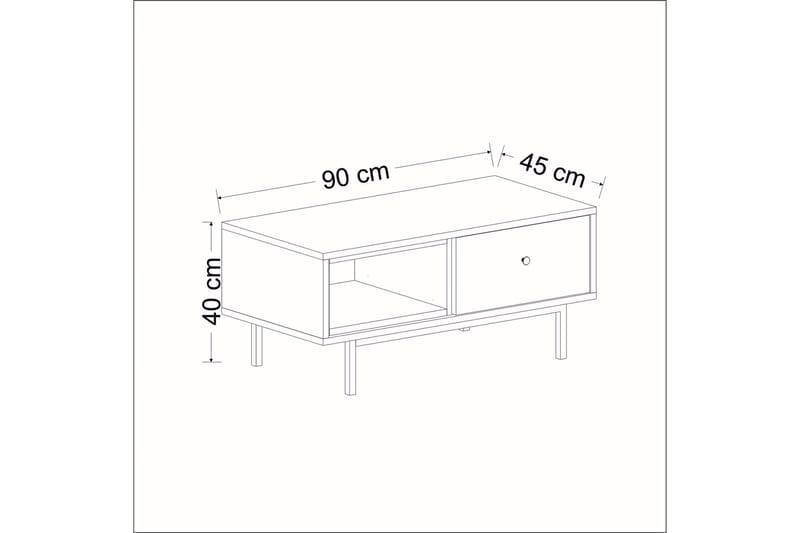 Papias Soffbord 90 cm med Förvaring Hylla + Lucka - Antracit/Svart - Möbler - Bord & matgrupper - Soffbord