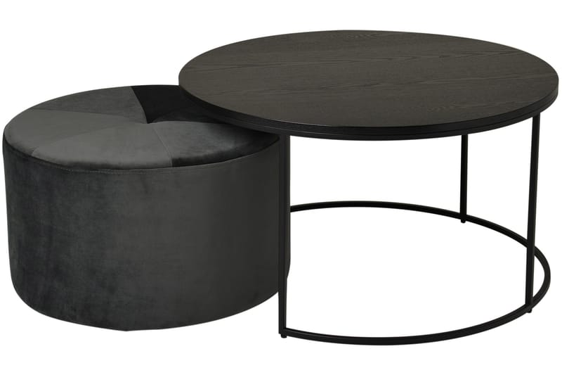 Pedona Soffbord 80 cm Runt med Puff - Svart - Möbler - Bord & matgrupper - Soffbord