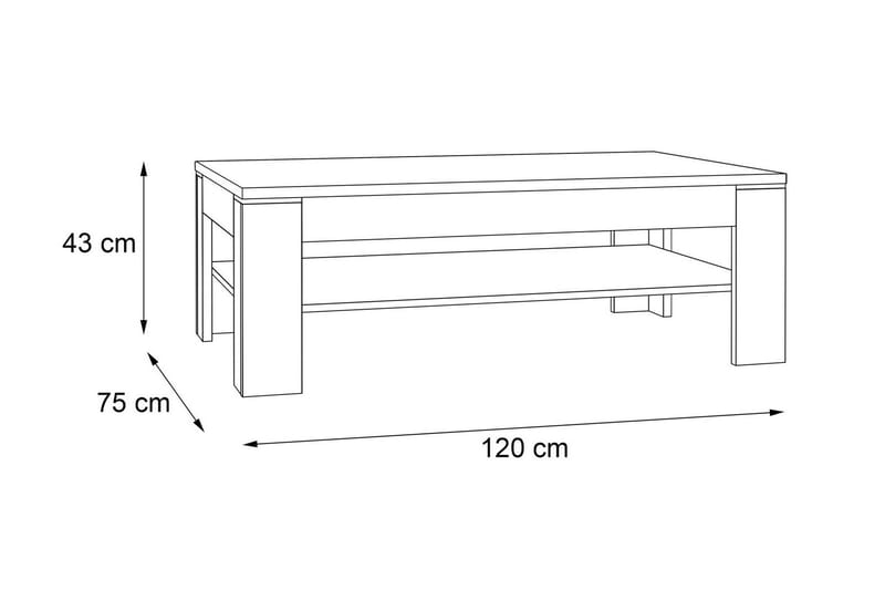 Perkhill Soffbord 120 cm med Förvaring Hylla - Brun/Grå - Möbler - Bord & matgrupper - Soffbord