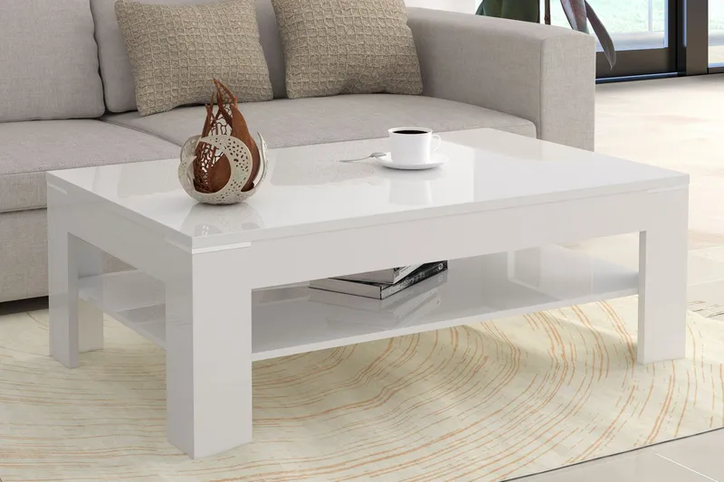 Perkhill Soffbord 120 cm med Förvaring Hylla - Vit - Möbler - Bord & matgrupper - Soffbord