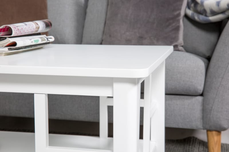 Piteå Soffbord 130 cm med Förvaring Hylla - Vit - Soffbord - Soffbord med förvaring