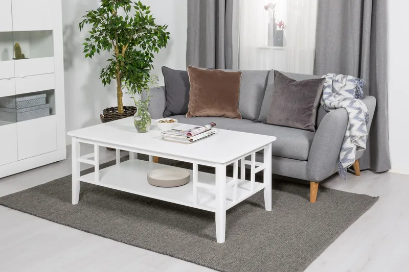 Piteå Soffbord 130 cm med Förvaring Hylla - Vit - Möbler - Bord & matgrupper - Soffbord