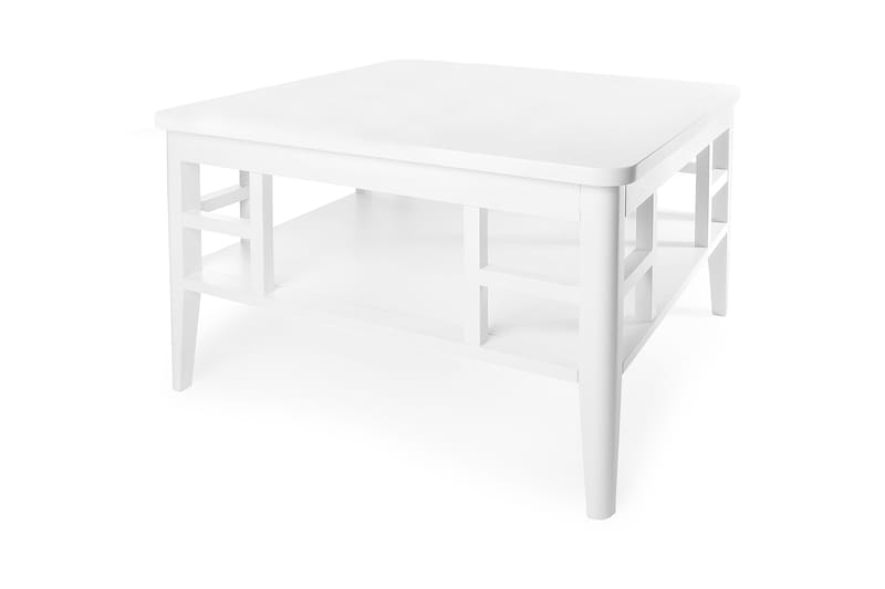 Piteå Soffbord 80 cm med Förvaring Hylla - Vit - Soffbord - Soffbord med förvaring