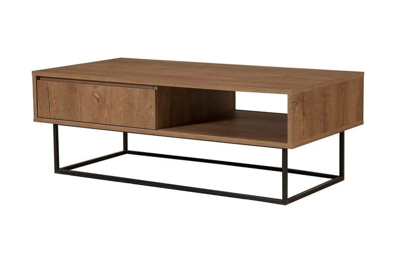 Pocono Soffbord 120 cm med Förvaring Hylla + Låda - Mörkbrun/Svart - Möbler - Bord & matgrupper - Soffbord