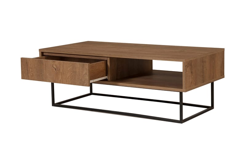 Pocono Soffbord 120 cm med Förvaring Hylla + Låda - Mörkbrun/Svart - Möbler - Bord & matgrupper - Soffbord