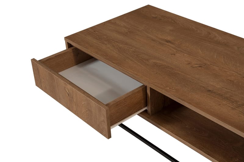 Pocono Soffbord 120 cm med Förvaring Hylla + Låda - Mörkbrun/Svart - Möbler - Bord & matgrupper - Soffbord