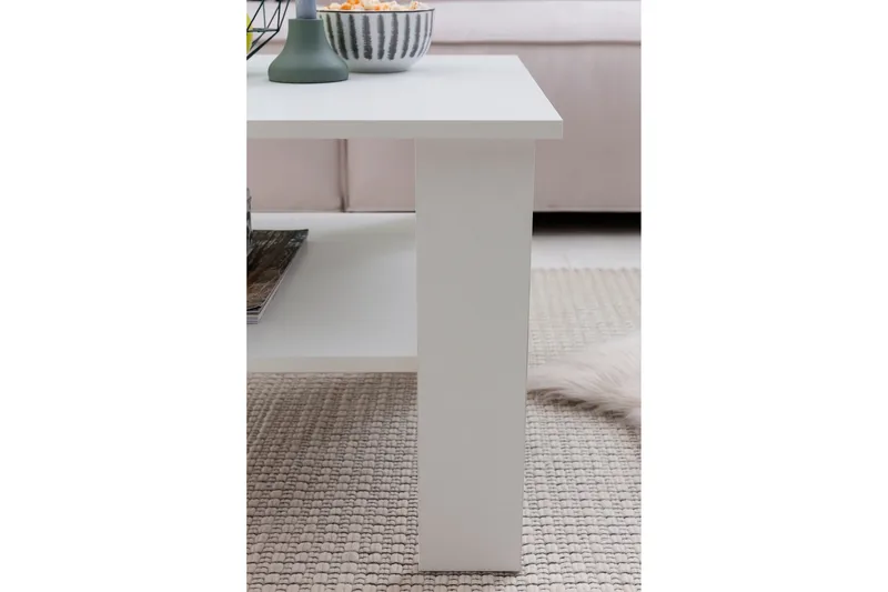 Podsiad 60 cm Kvadratiskt Soffbord med Förvaring i Målat Trä - Vit - Möbler - Bord & matgrupper - Soffbord