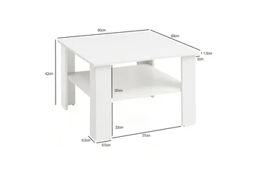 Podsiad 60 cm Kvadratiskt Soffbord med Förvaring i Målat Trä - Vit - Möbler - Bord & matgrupper - Soffbord
