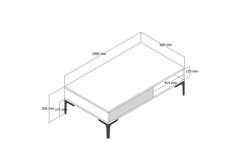 Poko 105x32,6x105 cm Rektangulärt Soffbord med Låda i Trä - Brun - Möbler - Bord & matgrupper - Soffbord
