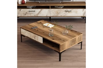 Poko 105x32,6x105 cm Rektangulärt Soffbord med Låda i Trä - Brun - Möbler - Bord & matgrupper - Soffbord