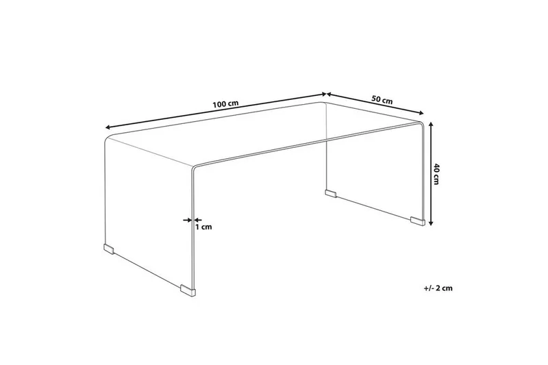 Prestina Rektangulärt Glasbord Soffbord i Glas med Böjt Glas - Klar - Möbler - Bord & matgrupper - Soffbord