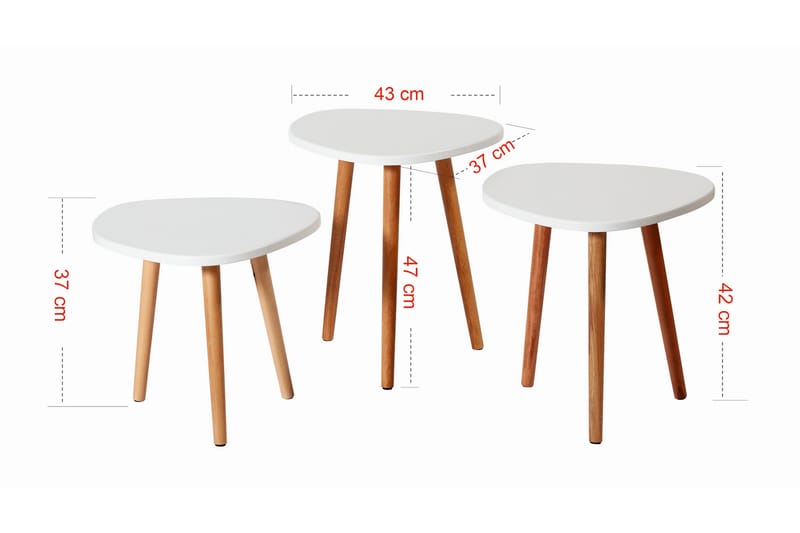 Priyas Satsbord 40x47x40 cm Runt - Vit - Möbler - Bord & matgrupper - Soffbord