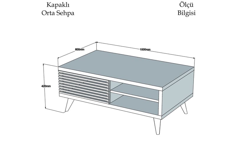 Puqa Design Soffbord 100 cm med Förvaring Hylla + Skåp - Valnötsbrun/Vit - Möbler - Bord & matgrupper - Soffbord