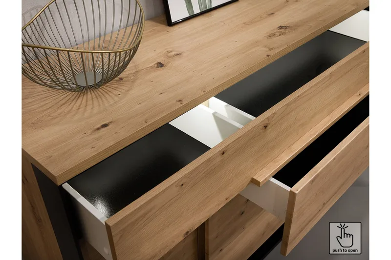 Quant Soffbord 100 cm med Förvaring 2 Lådor + Hylla - Ekfärg/Svart - Möbler - Bord & matgrupper - Soffbord