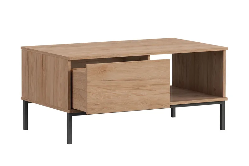 Querty Soffbord 100 cm med Förvaring Hylla + Låda - Svart - Möbler - Bord & matgrupper - Soffbord
