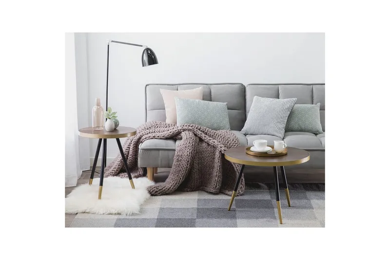 Soffbord Ramona Mörk trä/guld/svart - Mörk trä/guld/svart - Möbler - Bord & matgrupper - Soffbord