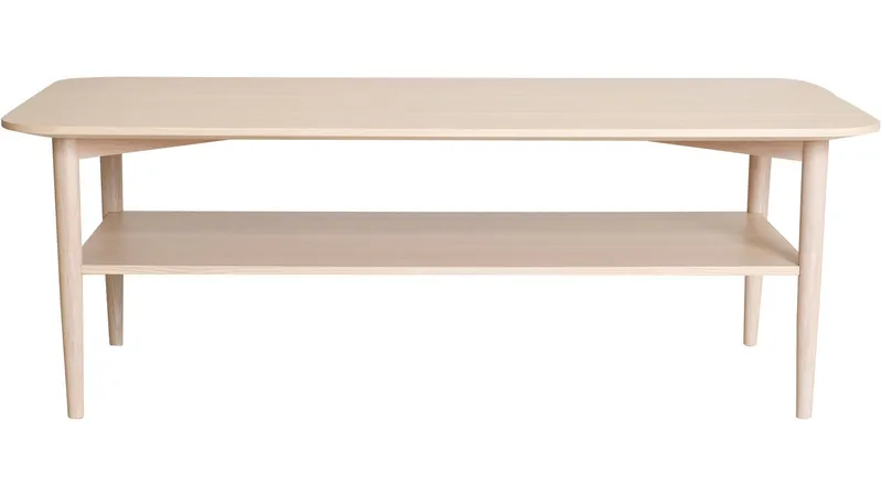 Soffbord Ravik med Hylla 135x65 cm, Vitpigmenterad