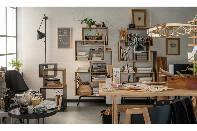 Ribbon Soffbord 90 cm med Förvaring Hylla Natur/Grå - VOX - Möbler - Bord & matgrupper - Soffbord