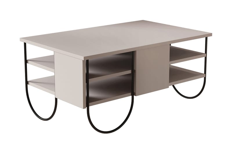 Riskalen Soffbord 94 cm med Förvaring 2 Hyllor, Grå