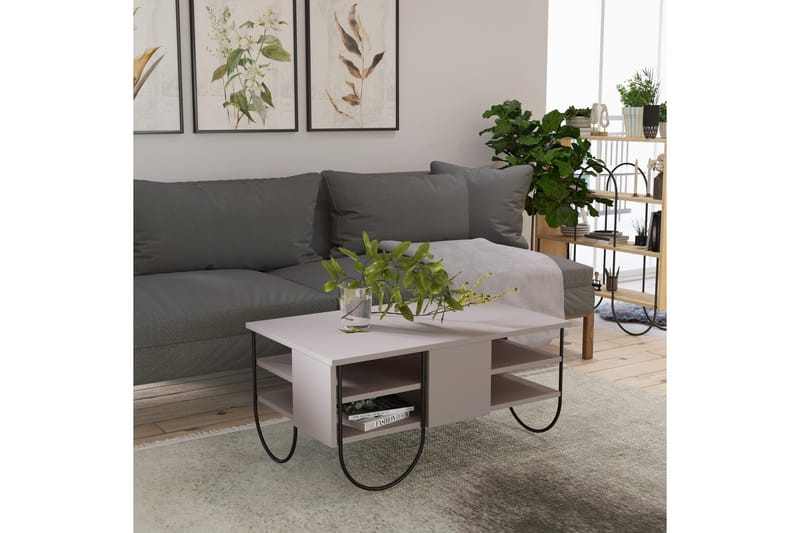 Riskalen Soffbord 94 cm med Förvaring 2 Hyllor - Grå - Möbler - Bord & matgrupper - Soffbord