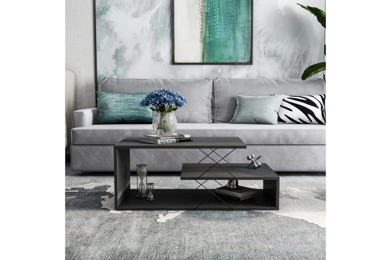 Riyana Soffbord 100 cm med Förvaring Hylla - Antracit/Svart - Möbler - Bord & matgrupper - Soffbord