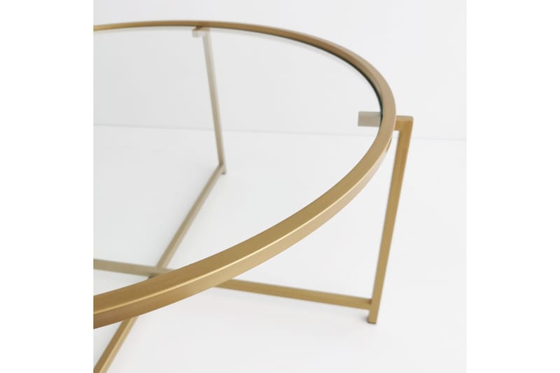 Rowman Soffbord 83 cm Runt - Guld/Glas - Soffbord