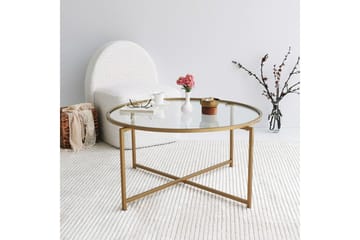 Rowman Soffbord 83 cm Runt - Guld/Glas - Möbler - Bord & matgrupper - Soffbord