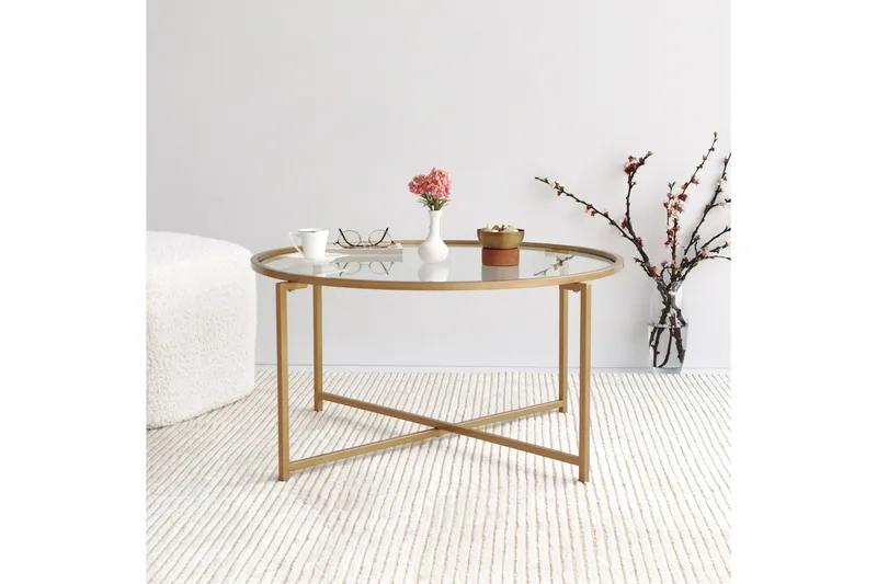 Rowman Soffbord 83 cm Runt - Guld/Glas - Möbler - Bord & matgrupper - Soffbord