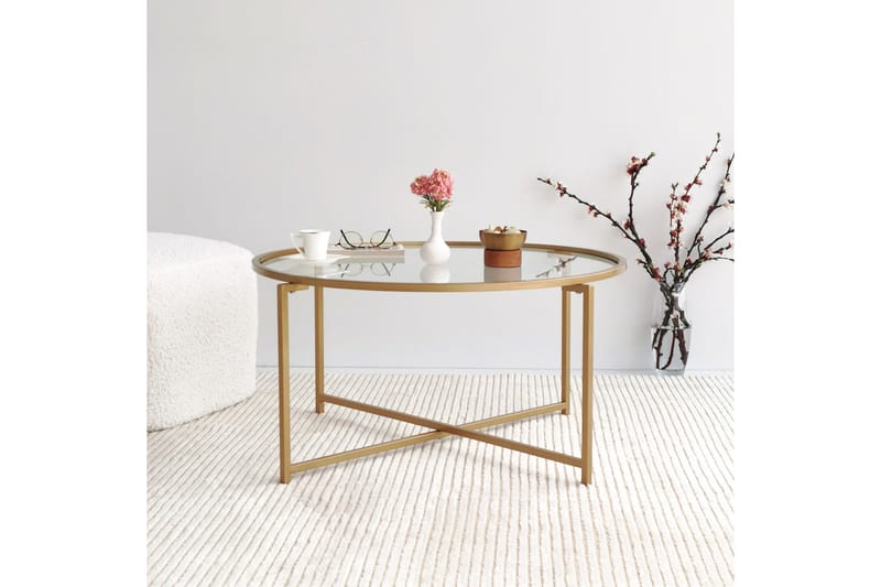 Rowman Soffbord 83 cm Runt - Guld/Glas - Möbler - Bord & matgrupper - Soffbord