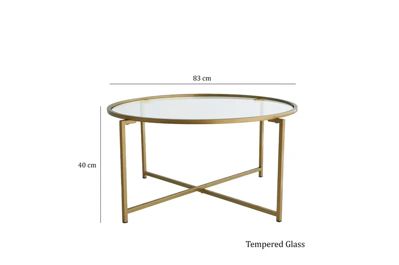 Rowman Soffbord 83 cm Runt - Guld/Glas - Möbler - Bord & matgrupper - Soffbord
