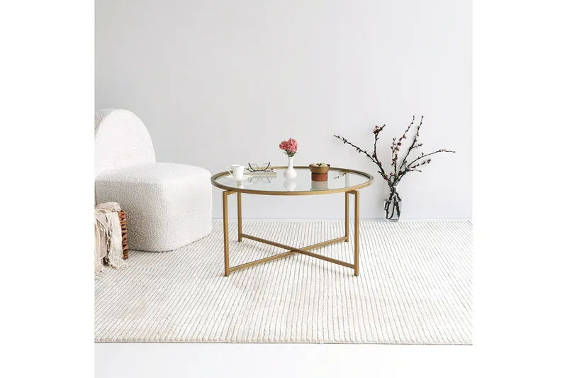 Rowman Soffbord 83 cm Runt - Guld/Glas - Möbler - Bord & matgrupper - Soffbord