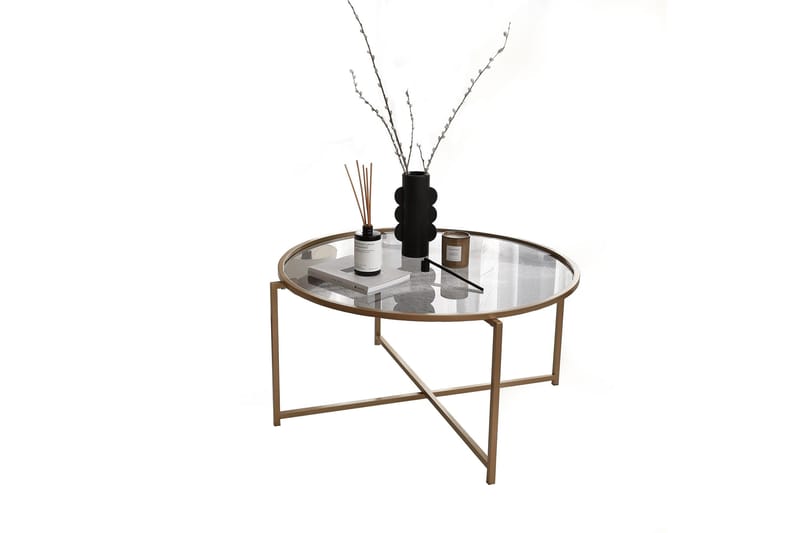 Rowman Soffbord 83 cm Runt - Guld/Rökfärgat Glas - Möbler - Bord & matgrupper - Soffbord
