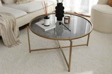Rowman Soffbord 83 cm Runt - Guld/Rökfärgat Glas - Möbler - Bord & matgrupper - Soffbord