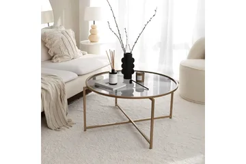 Rowman Soffbord 83 cm Runt - Guld/Rökfärgat Glas - Möbler - Bord & matgrupper - Soffbord