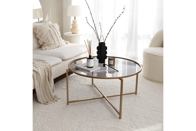 Rowman Soffbord 83 cm Runt - Guld/Rökfärgat Glas - Möbler - Bord & matgrupper - Soffbord