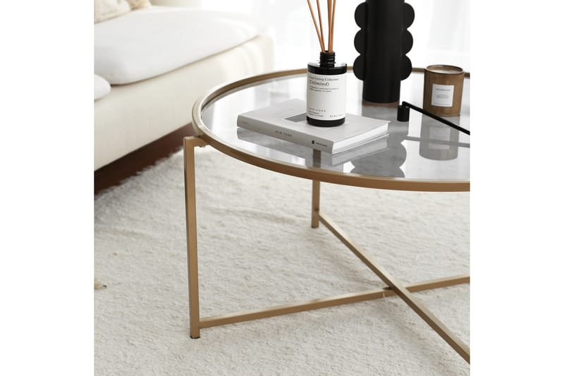 Rowman Soffbord 83 cm Runt - Guld/Rökfärgat Glas - Möbler - Bord & matgrupper - Soffbord