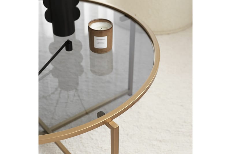 Rowman Soffbord 83 cm Runt - Guld/Rökfärgat Glas - Möbler - Bord & matgrupper - Soffbord