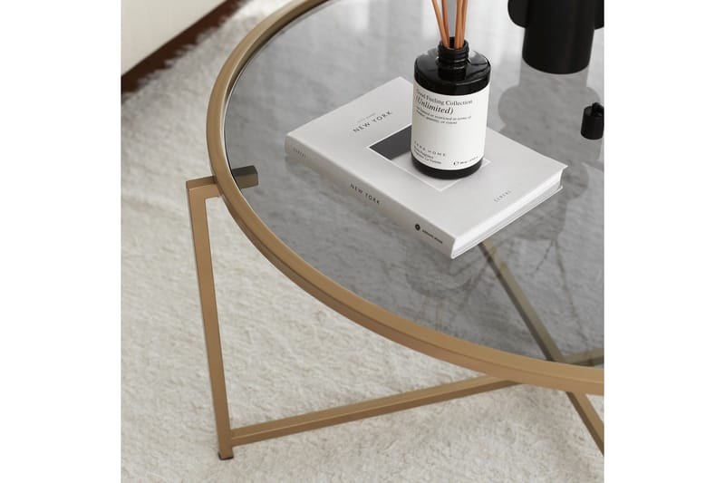 Rowman Soffbord 83 cm Runt - Guld/Rökfärgat Glas - Möbler - Bord & matgrupper - Soffbord